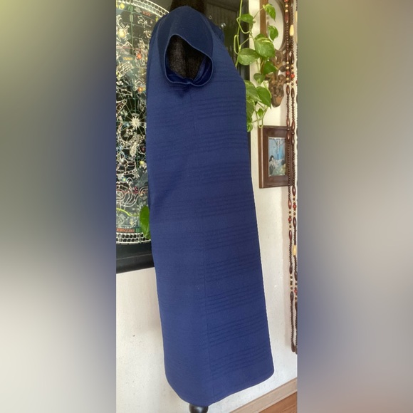 VTG 60’s Butte Knit Poly Midi Blue Mod Dress. M/L. Short sleeve. USA Union made. - Picture 4 of 13